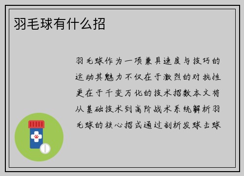 羽毛球有什么招